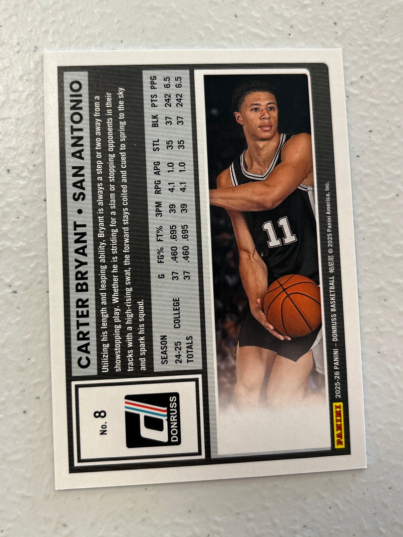 Carter Bryant #8 Silver Cracked Ice /99 2025-26 Panini Donruss NM