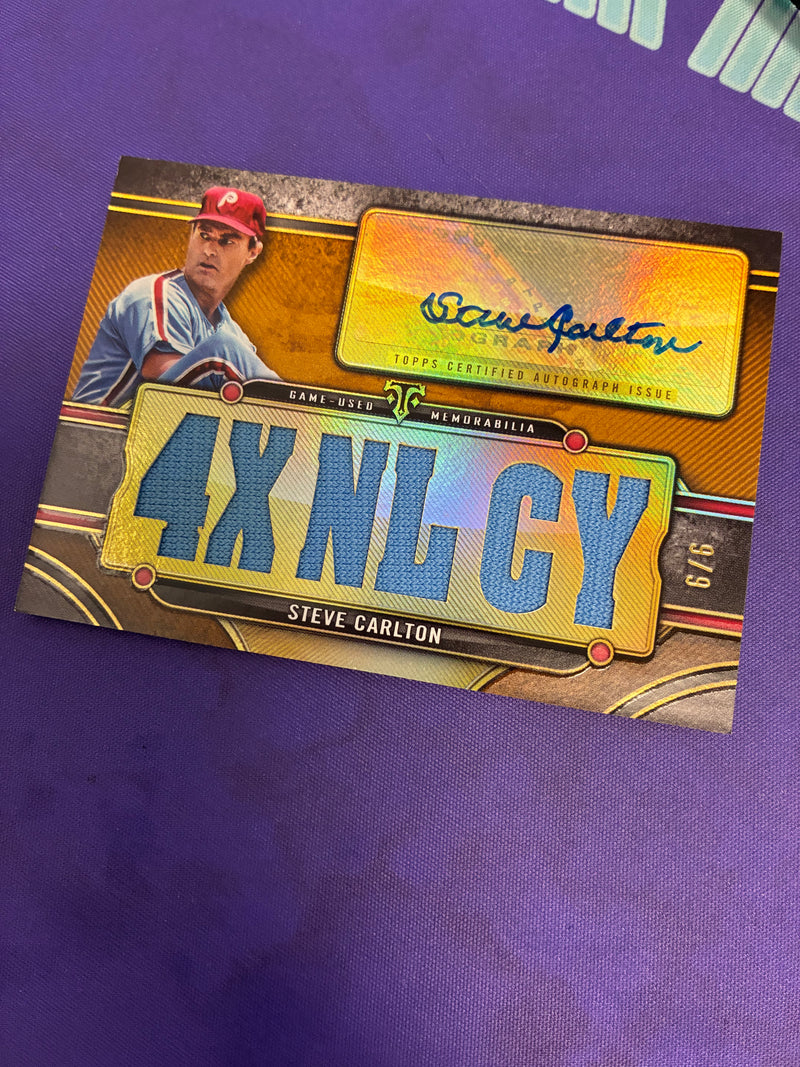 Steve Carlton [Gold] #TTAR-SCA2 - 2024 Topps Triple Threads Autograph Relic Baseball NM
