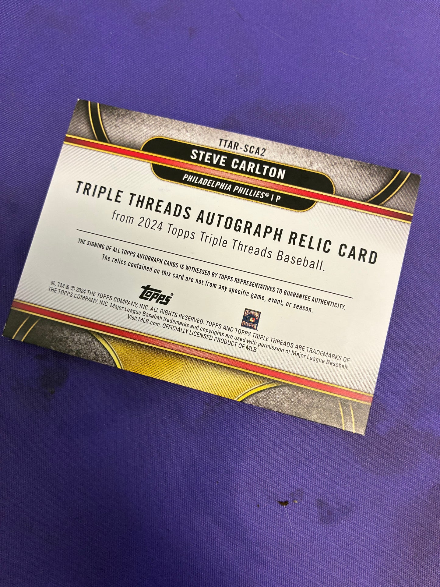Steve Carlton [Gold] #TTAR-SCA2 - 2024 Topps Triple Threads Autograph Relic Baseball NM