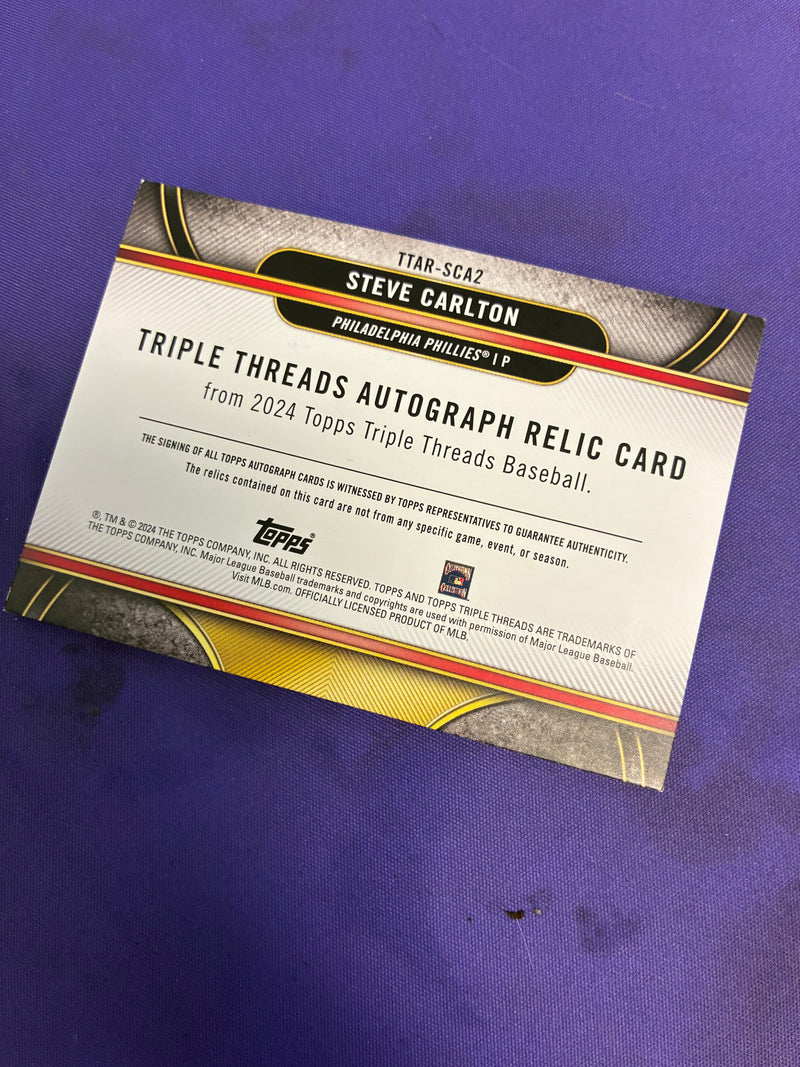 Steve Carlton [Gold] #TTAR-SCA2 - 2024 Topps Triple Threads Autograph Relic Baseball NM