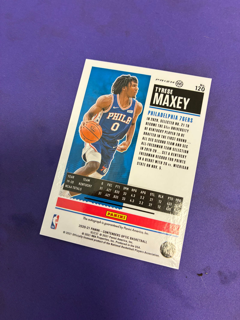 Tyrese Maxey [Autograph Red Wave] #120 - 2020 Panini Contenders Optic Basketball NM