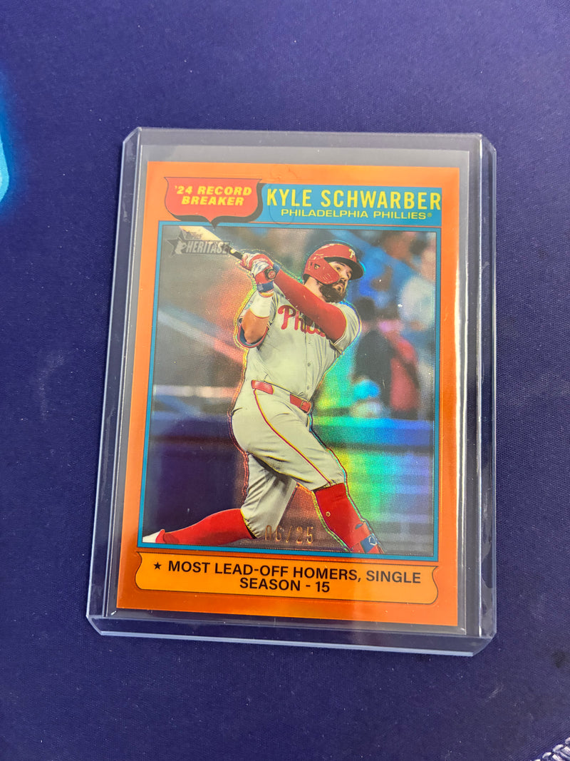Kyle Schwarber [Orange Chrome Variation /25] #2 - 2025 Topps Heritage Baseball