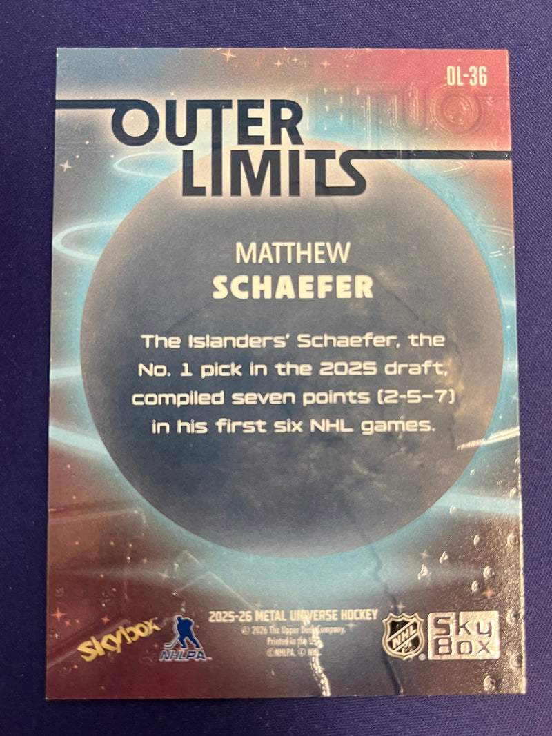 Matthew Schaefer Outer Limits OL-36 2025-26 UD SkyBox Metal Universe NM