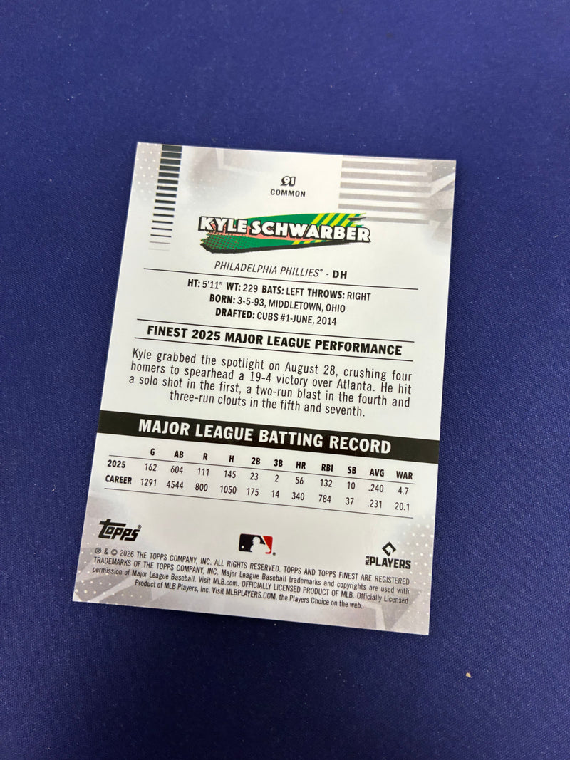Kyle Schwarber [Black X-Fractor] #91 - 2026 Topps Finest Baseball NM