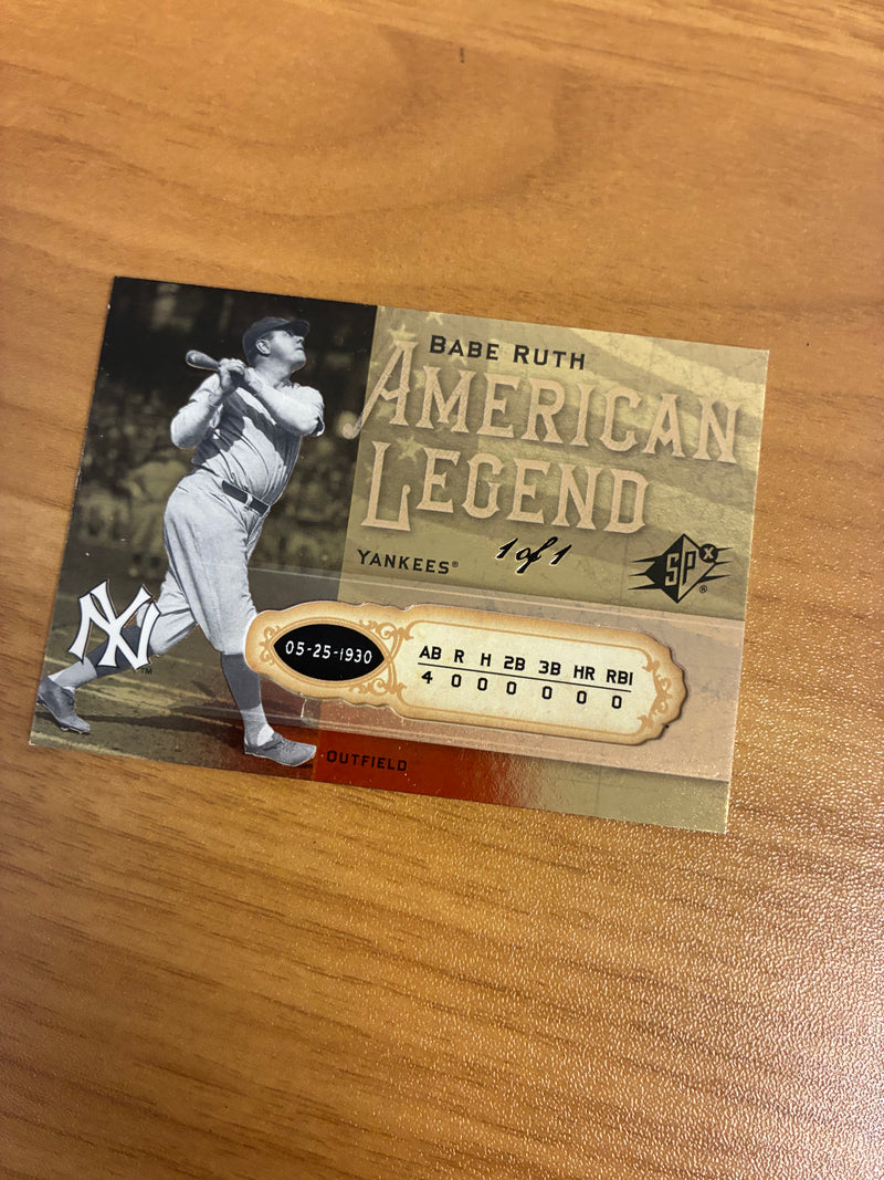 Babe Ruth American Legend 1/1 2008 SPx Baseball NM