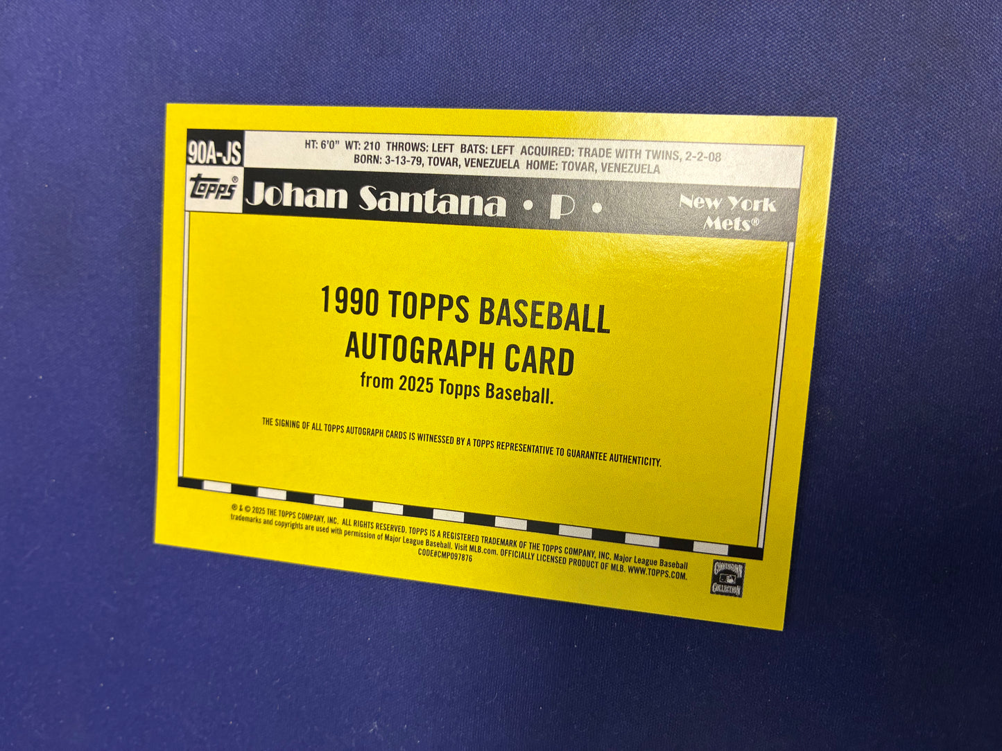 Johan Santana AUTO 2025 Topps NM
