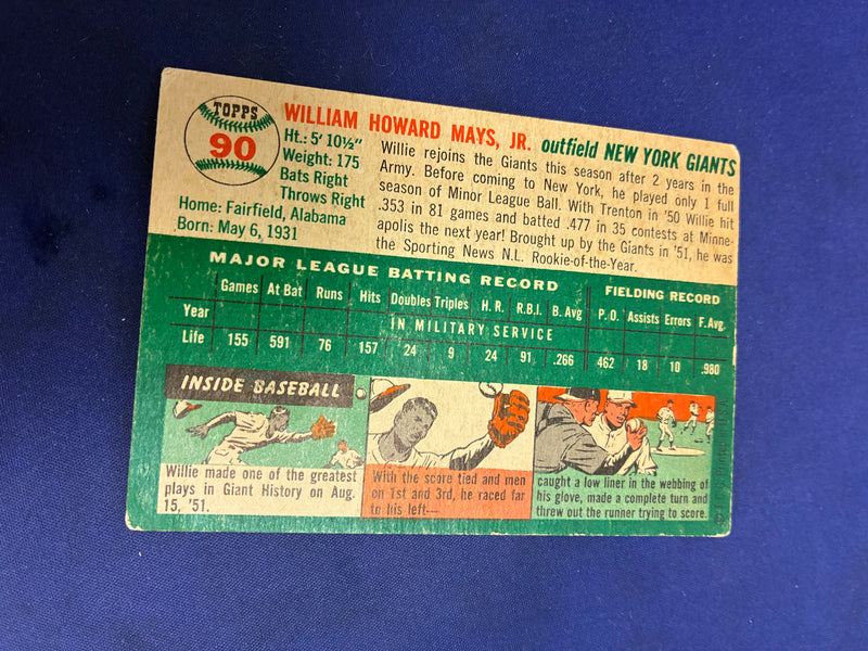 Willie Mays #90 - 1954 Topps Baseball PR