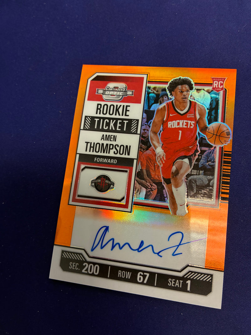 Amen Thompson Orange /25 AUTO RC 2023-24 Contenders Optic NM