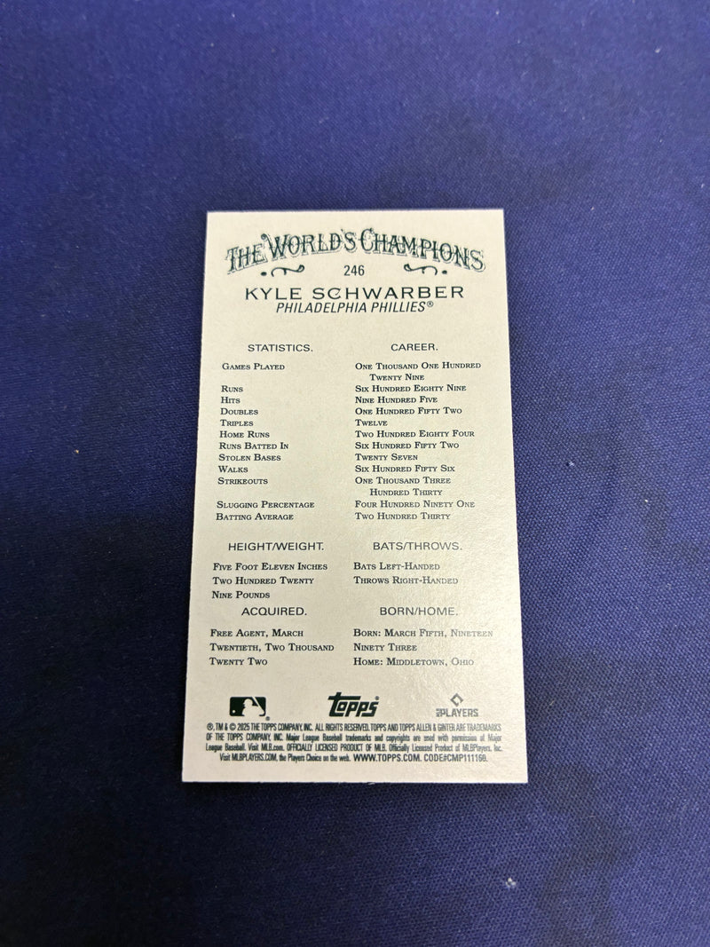 Kyle Schwarber Glossy 1/1 2025 Allen and Ginter Mini NM