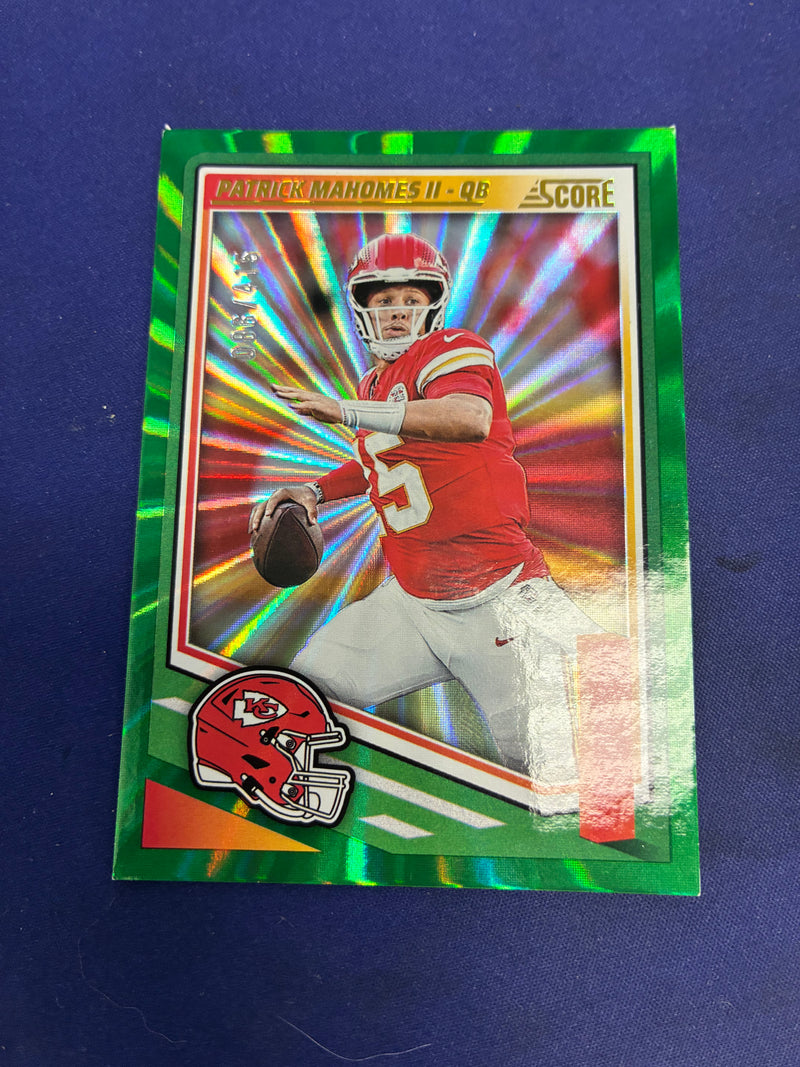 Patrick Mahomes Green Laser /415 2025 Score EX