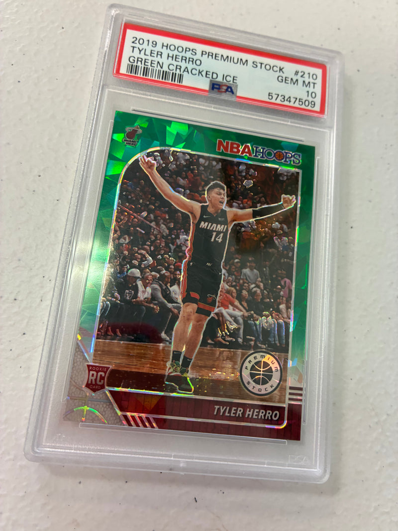 Tyler Herro Green Ice RC 2019-20 Hoops Premium Stock PSA 10