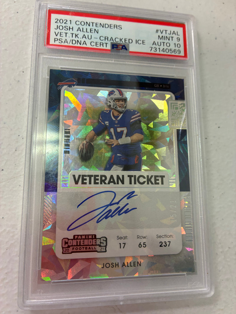 Josh Allen Cracked Ice AUTO /21 2021 Contenders PSA 9 [Slab Crack] NM