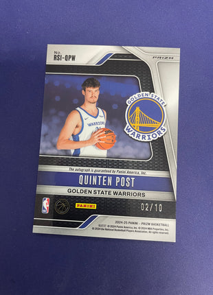 Quinten Post Gold Prizm Auto RC /10 2024-25 Prizm