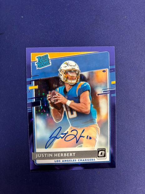 Justin Herbert Purple Stars RC On-Card Auto /50 2020 Optic