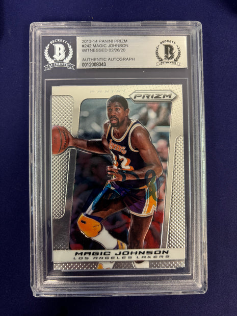 Magic Johnson Auth Auto 2013-14 Panini Prizm