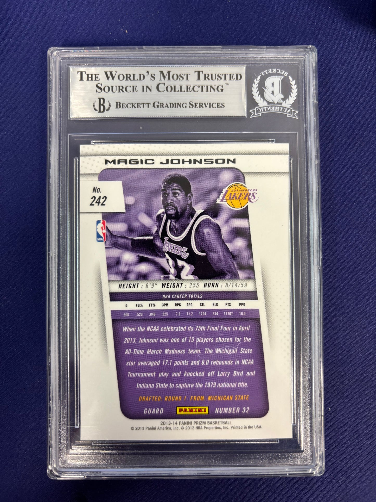Magic Johnson Auth Auto 2013-14 Panini Prizm