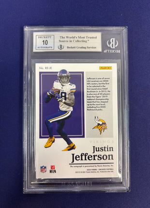 Justin Jefferson Rookie Endorsements /50 Auth Auto Beckett 9 2020 Encased