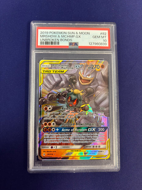 Marshadow & Machamp Holo 82/214 PSA 10 Unbroken Bonds