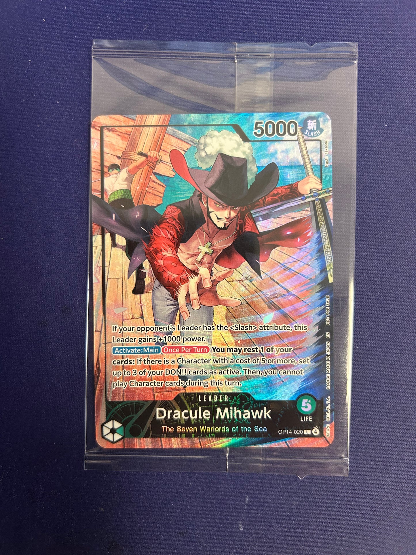 One Piece Dracule Mihawk Leader Card OP14-020 Promo