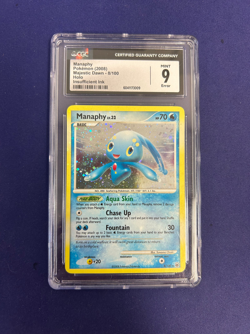 Manaphy 8/100 - Majestic Dawn (MD) CGC 9 ERROR Holo Bleed
