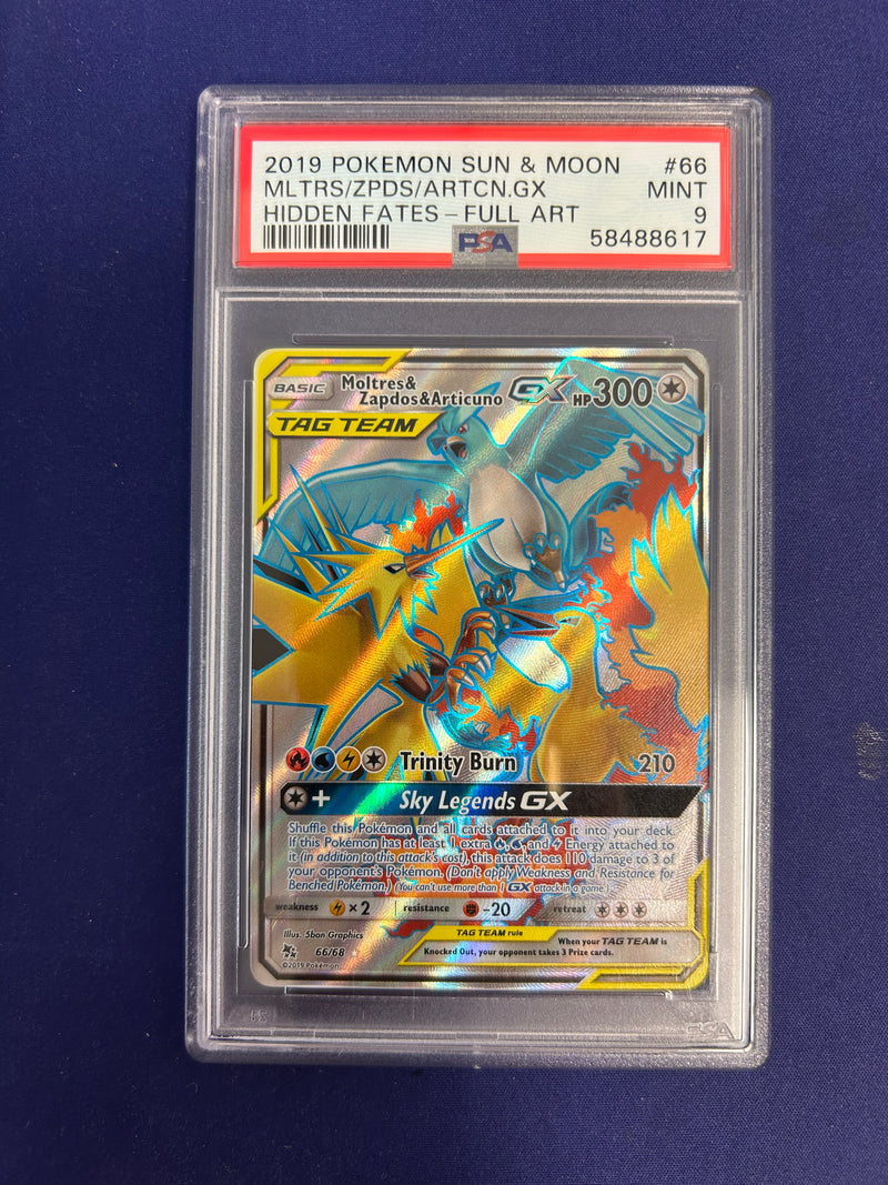 Moltres & Zapdos & Articuno GX 66/68 - Hidden Fates (HIF) PSA 9