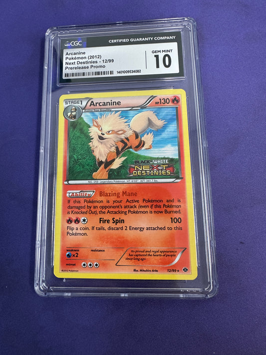 Arcanine Next Destinines 12/99 Prerelease Promo CGC 10