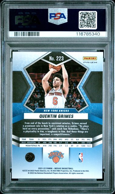 Quentin Grimes Peacock SSP PSA 10 RC 2021-22 Mosaic