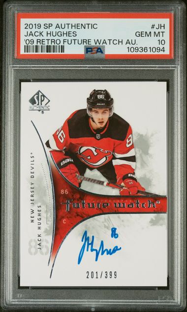 Jack Hughes Retro Future Watch AUTO RC /399 PSA 10 2019-20 SP Authentic