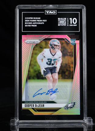 Cooper Dejean 2024 Panini Prizm #321 Rookie Autographs Silver Prizm Tag 10