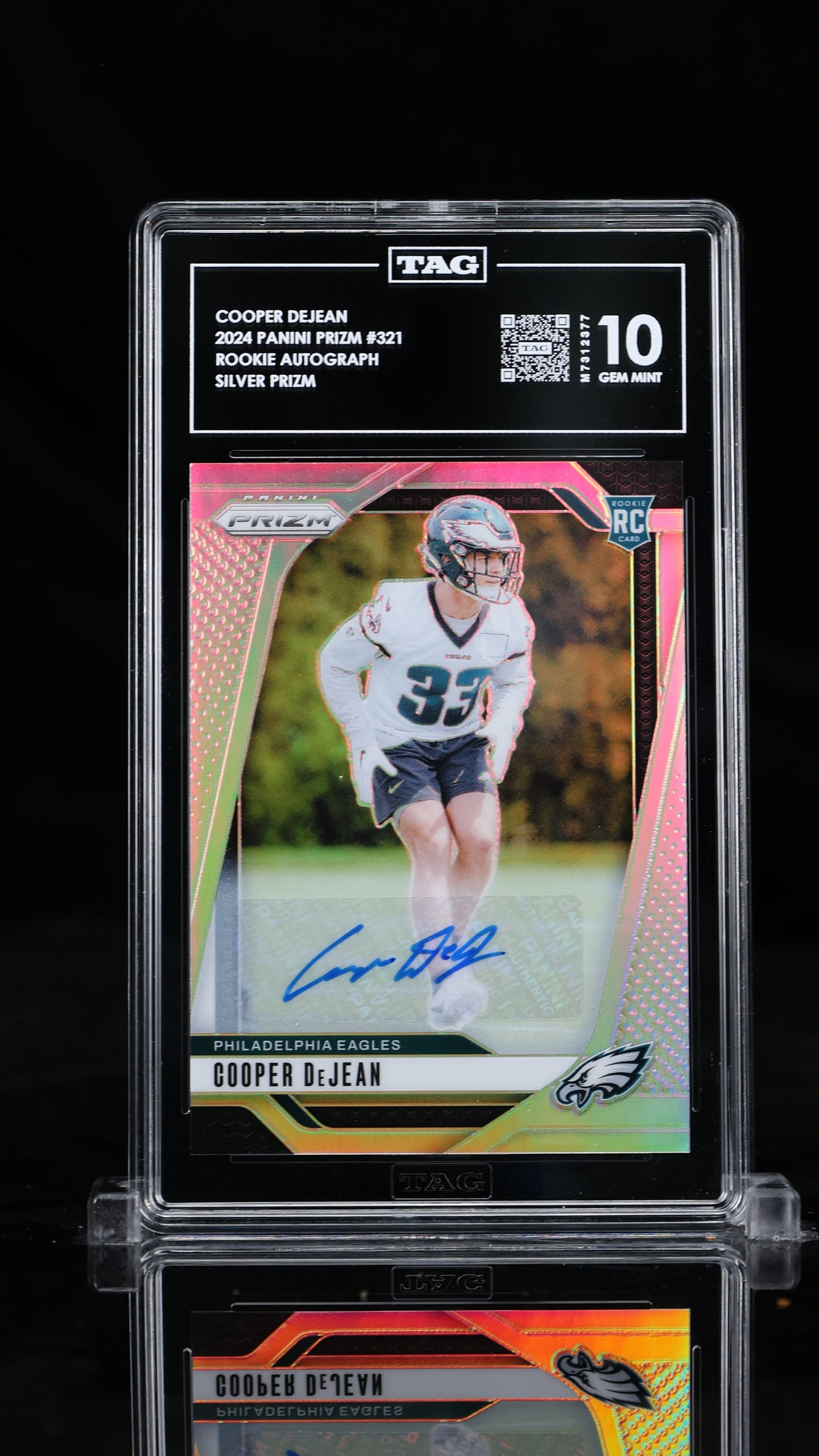 Cooper Dejean 2024 Panini Prizm #321 Rookie Autographs Silver Prizm Tag 10