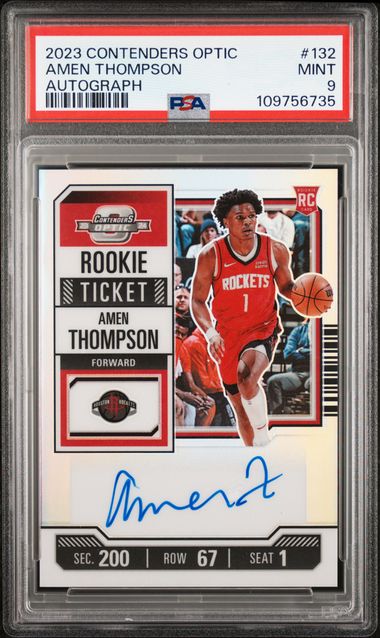 Amen Thompson PSA 9 Rookie Ticket Auto RC 2023-24 Contenders Optic NM