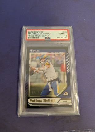 Matthew Stafford Black Press Proof /10 Donruss PSA 10 2024 Panini