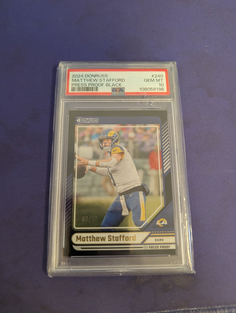 Matthew Stafford Black Press Proof /10 Donruss PSA 10 2024 Panini