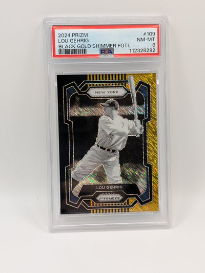 Lou Gehrig Black Gold Shimmer Prizms FOTL /3 PSA 8 2024 Panini
