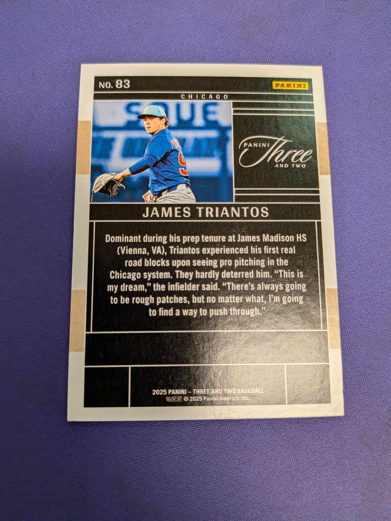 James Triantos 8/8 Black Prospect Card 2025 Panini Three & Two