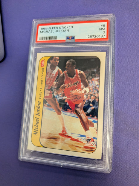 Michael Jordan RC PSA 7 #8 1986-87 Fleer Sticker