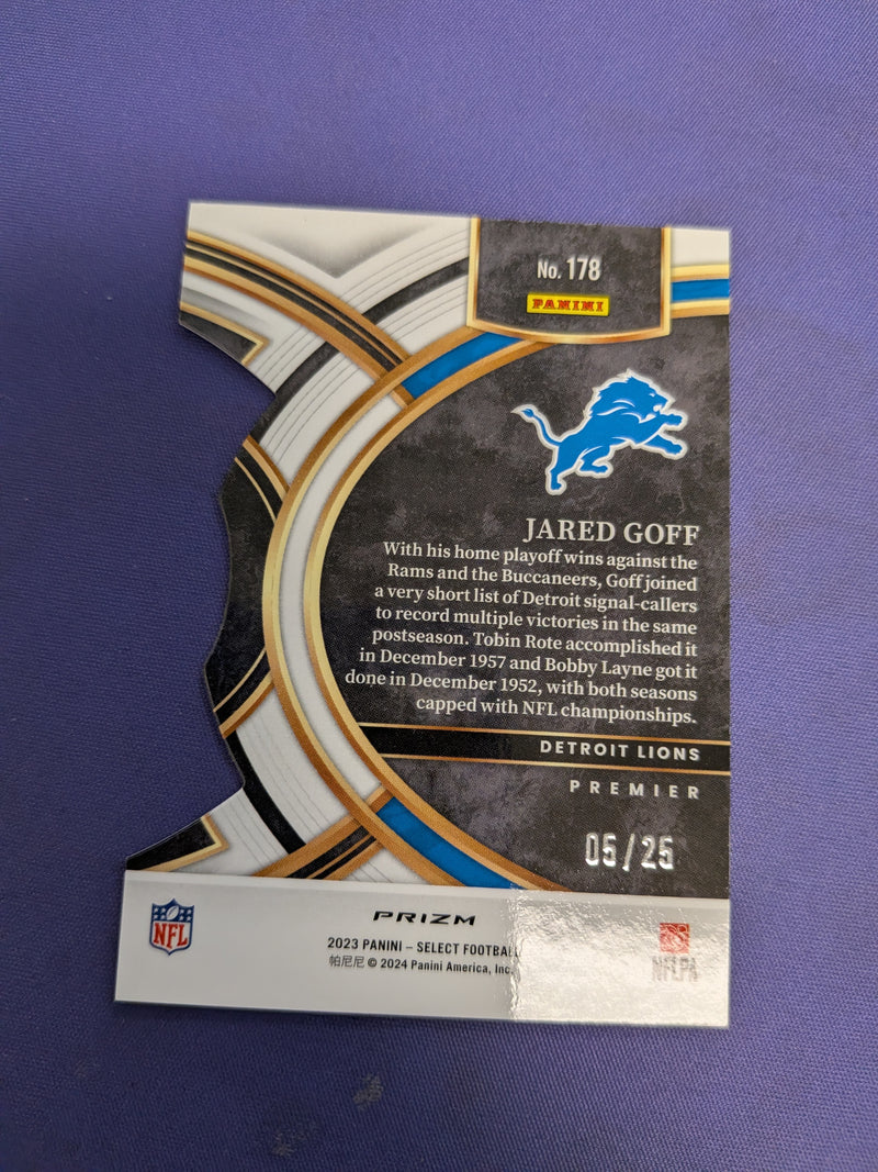 Jarded Goff /25 Tie Dye Die Cut 2023 Select