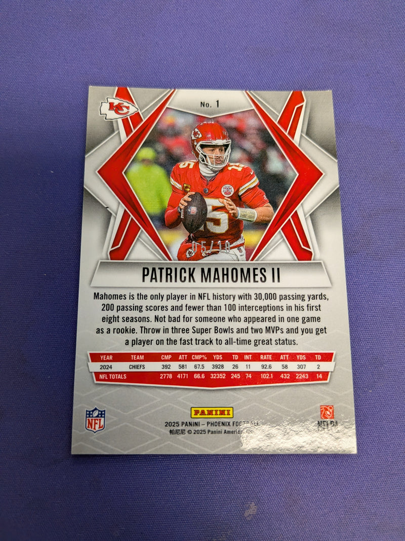 Patrick Mahomes True Gold 5/10 2025 Panini Phoenix