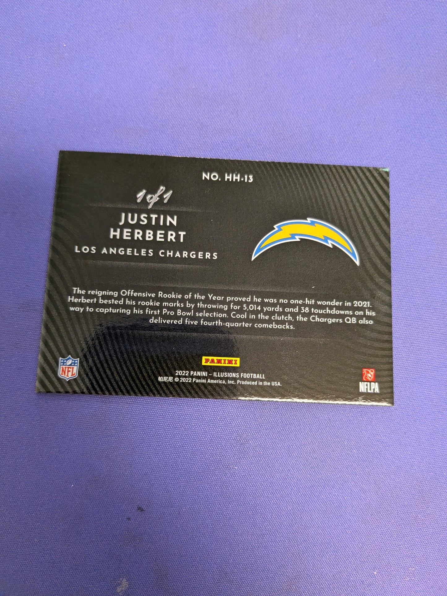 Justin Herbert Platinum True 1/1 Holoheroes 2022 Illusions #13
