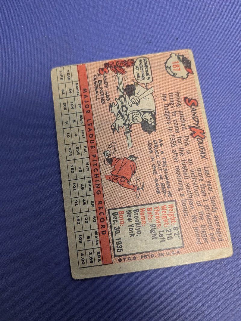 1958 Sandy Koufax VG #187