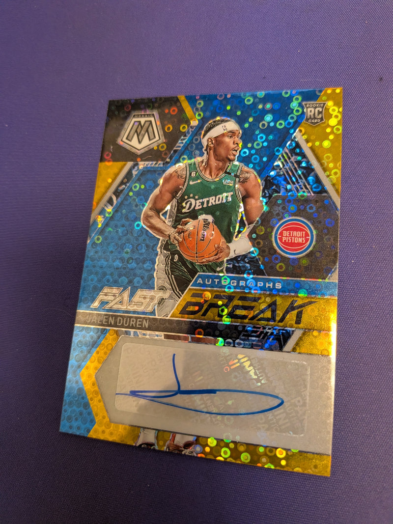 Jalen Duren Fast Break Autographs Gold Disco /10 RC 2022-23 Mosaic