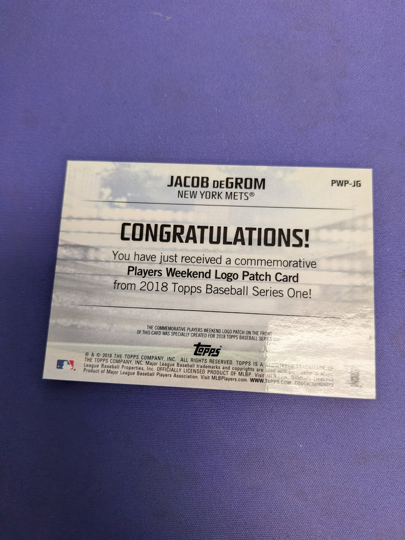Jacob de Grom 2018 Topps Players Weekend Commemorative Patch