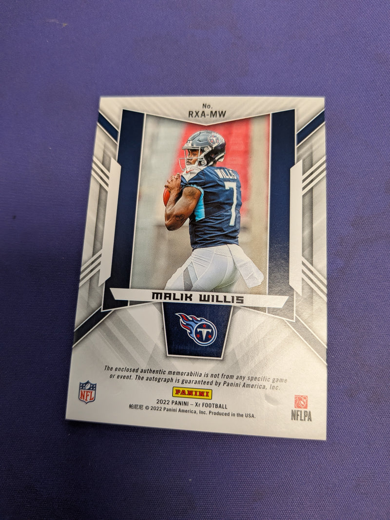Malik Willis 2022 Panini Xr Patch Auto /49 3 Color Patch