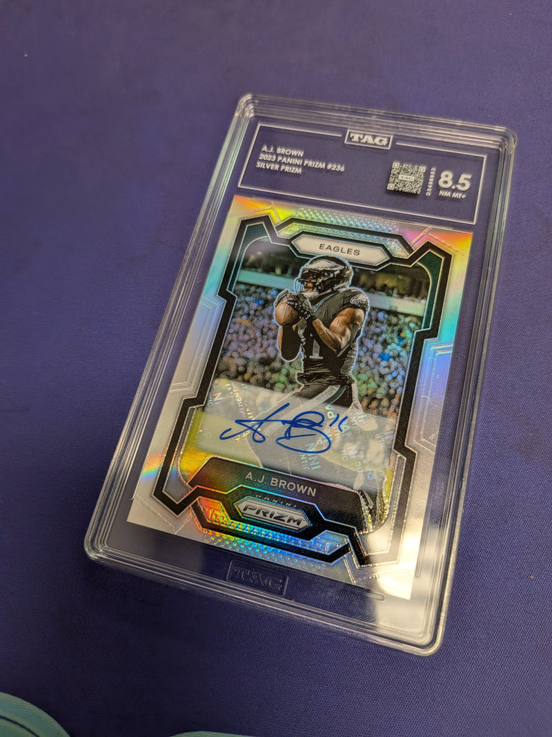 A.J. Brown Silver Prizm AUTO TAG 8.5 2023 Prizm #236