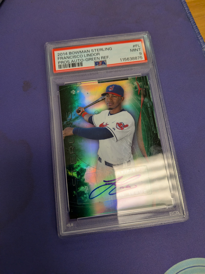 Fancisco Lindor Green /125 Prospect Auto Refractor PSA 9 2014 Bowman Sterling