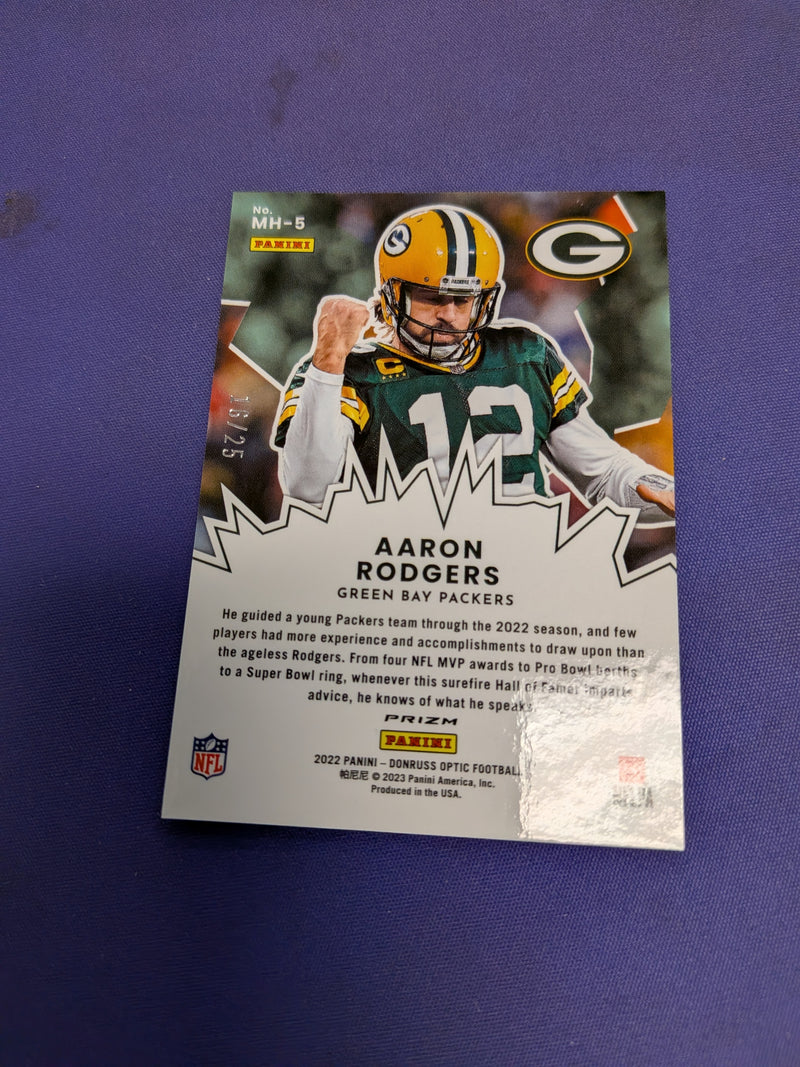 Aaron Rodgers My House Purple Stars /25 2022 Optic
