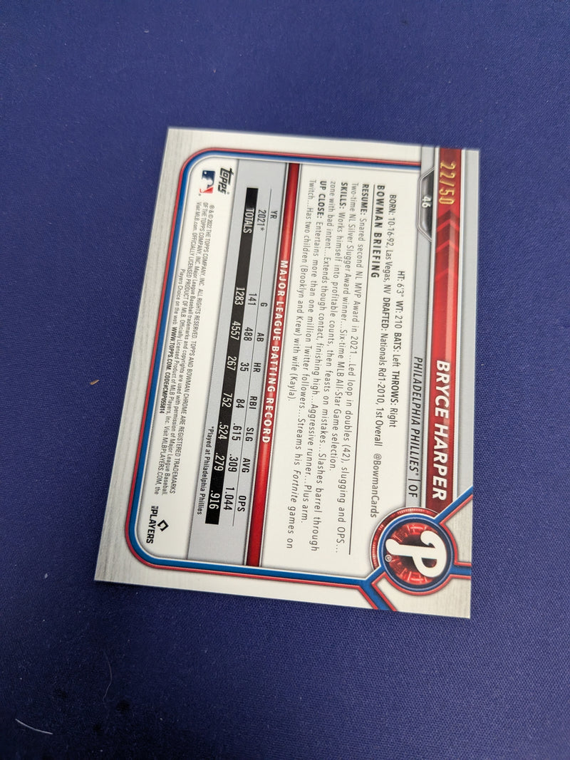 Bryce Harper 2022 Bowman Gold Refractor /50