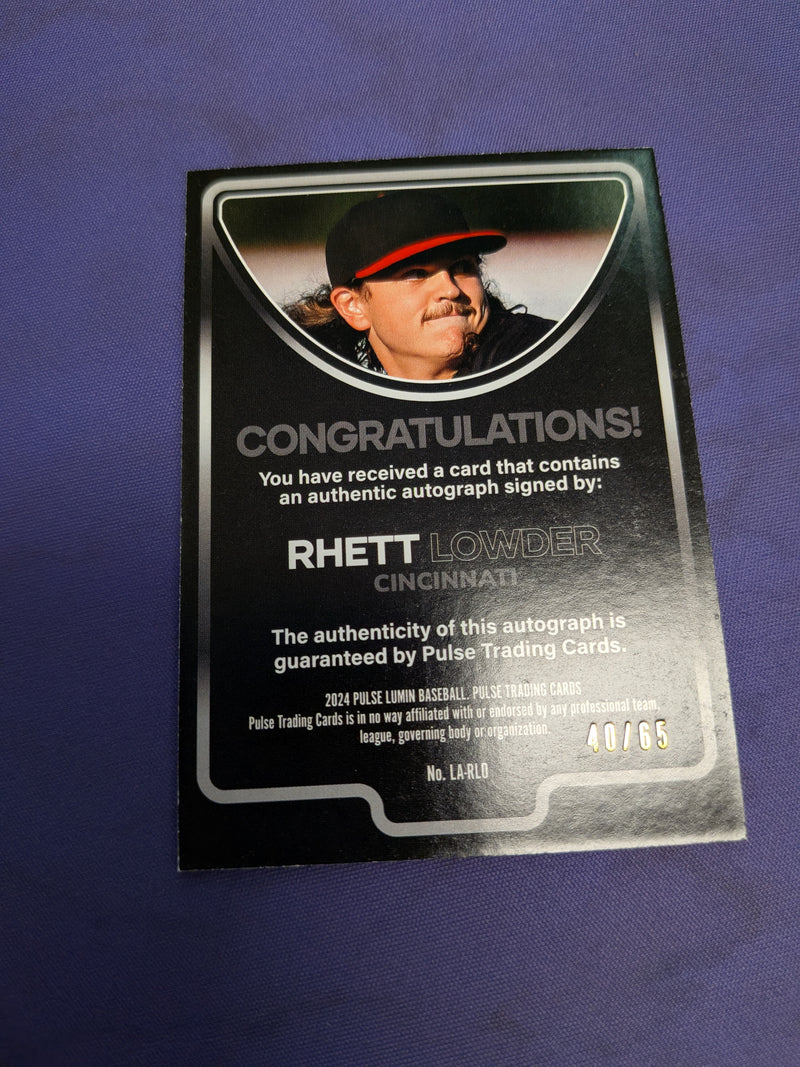Rhett Lowder On-Card Auto Red /65 Pulse Lumin 2024