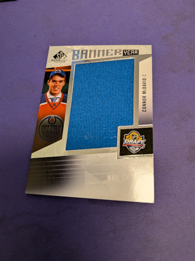Connor McDavid Banner Year 2015 Draft Patch 2023-24 UD SP Game Used