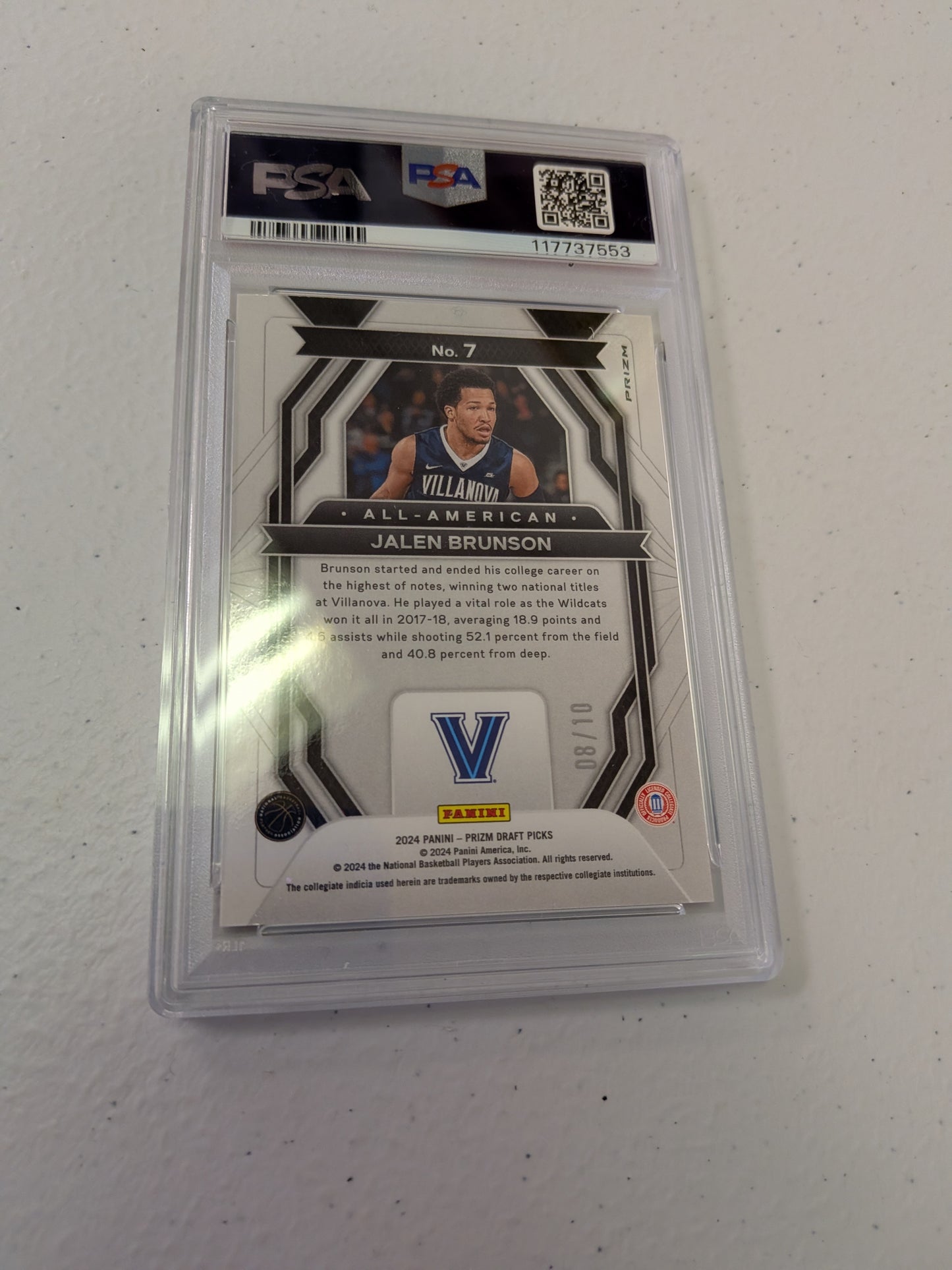 Jalen Brunson 2024 Prizm Draft Picks PSA 9 Gold /10